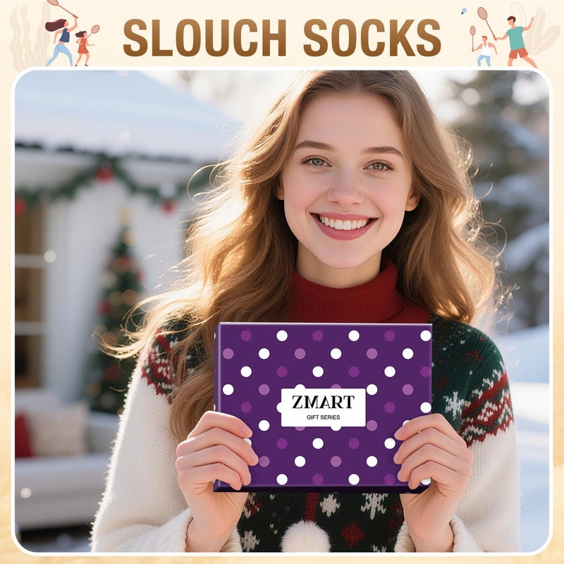 Zmart Women Slouch Socks - Cozy Scrunch Socks, 80s Style in White, Black, Orange & Cream - Image 5